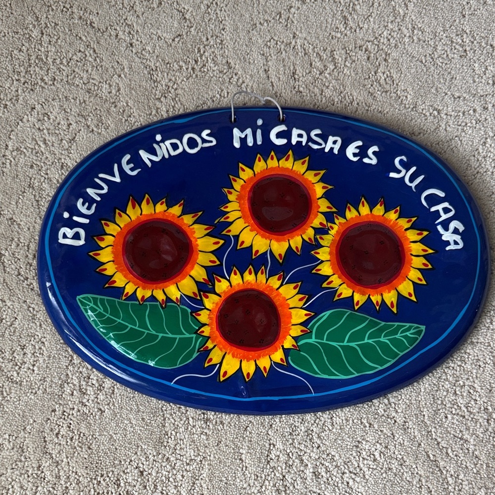 Blue Sunflower Welcome Plaque “Welcome, My House is your House”